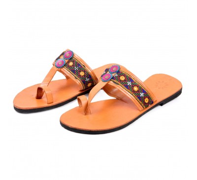 Orange leather footwear