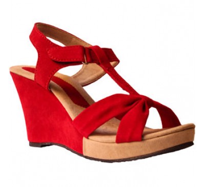 Girls Red Open Wedges